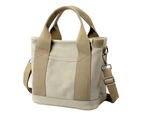 Women Multi-pocket Zipper Crossbody Canvas Tote Bags Handbag Satchel Small Bag-Khaki