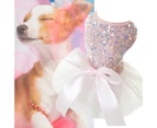 ishuif Puppy Dress Sequins Big Bow Mesh Splicing Sleeveless Polyester Birthday Party Pet Princess Dress Wedding Wear-XL Pink