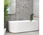 1700*800*580mm Brighton Groove Gloss White Oval Fluted Right Corner Bath No Overflow