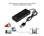 7.1 Channel USB2.0 Hub External Sound Card Audio Adapter Headphone Mic Converter - Black