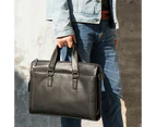 Leather messenger bag for men Business Travel Briefcase Laptop Briefcase Genuine Leather Duffel Bags for Men Laptop Bag fits 14 inches Laptop-black