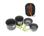 4Pcs Camping Pot Kit Multi Layers Anti Scalding Design Camping Cookware Mess Kit With Folding Handle For Hiking Outdoor