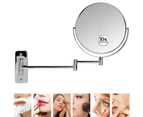 Extendable Wall-Mounted Makeup Mirror 10X Magnifier Double-Sided Bathroom Mirror