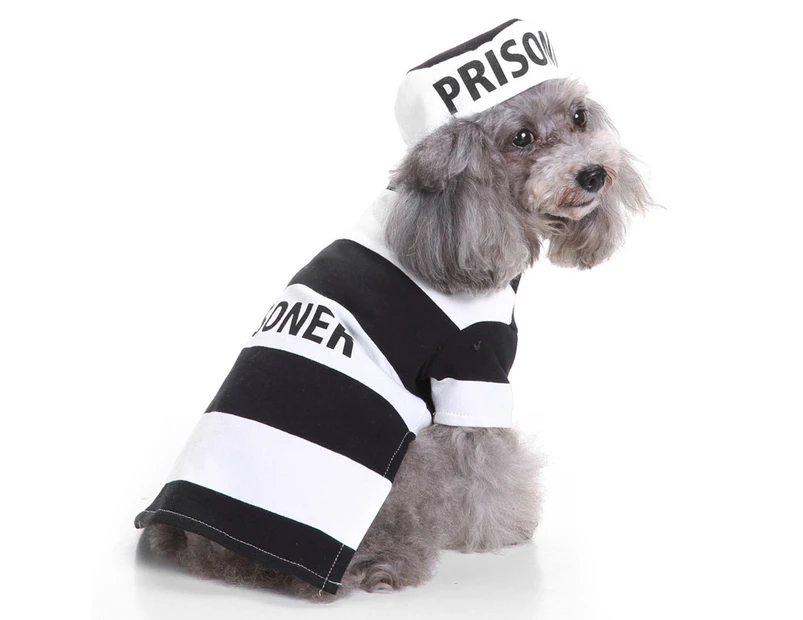 Pet Clothing Dog Prisoner Transfiguration Dress Black and White Stripe Pet Clothing (xl)