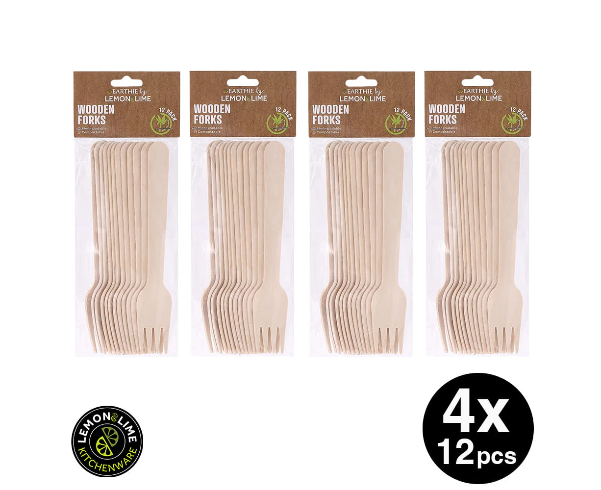 Lemon & Lime ECO WOODEN FORKS 15.5CM - 48PC