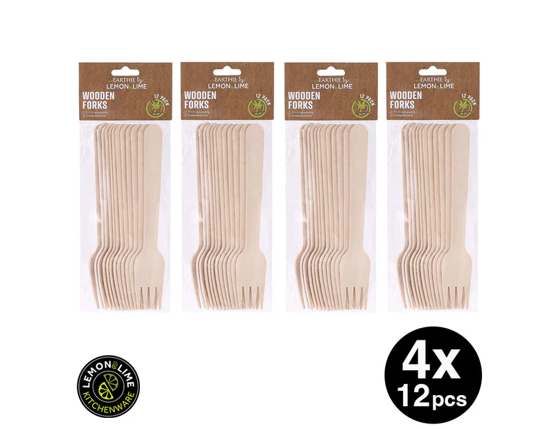 Lemon & Lime ECO WOODEN FORKS 15.5CM - 48PC