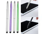 Universal Metal Smart Phone Tablet Dual-Nib Touch Screen Stylus with Writing Pen - Black