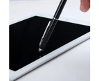 Universal Metal Smart Phone Tablet Dual-Nib Touch Screen Stylus with Writing Pen - Black