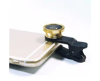 3 in 1 set of mobile phone lens - gold mirror black clip