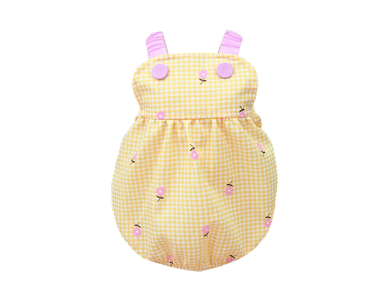 Pet Dress Suspender Type Classic Plaid Fashion Print Soft Texture Skin-touch Dress Up Puppy Clothes Princess Dress Daily Life Wearing-Light Yellow M