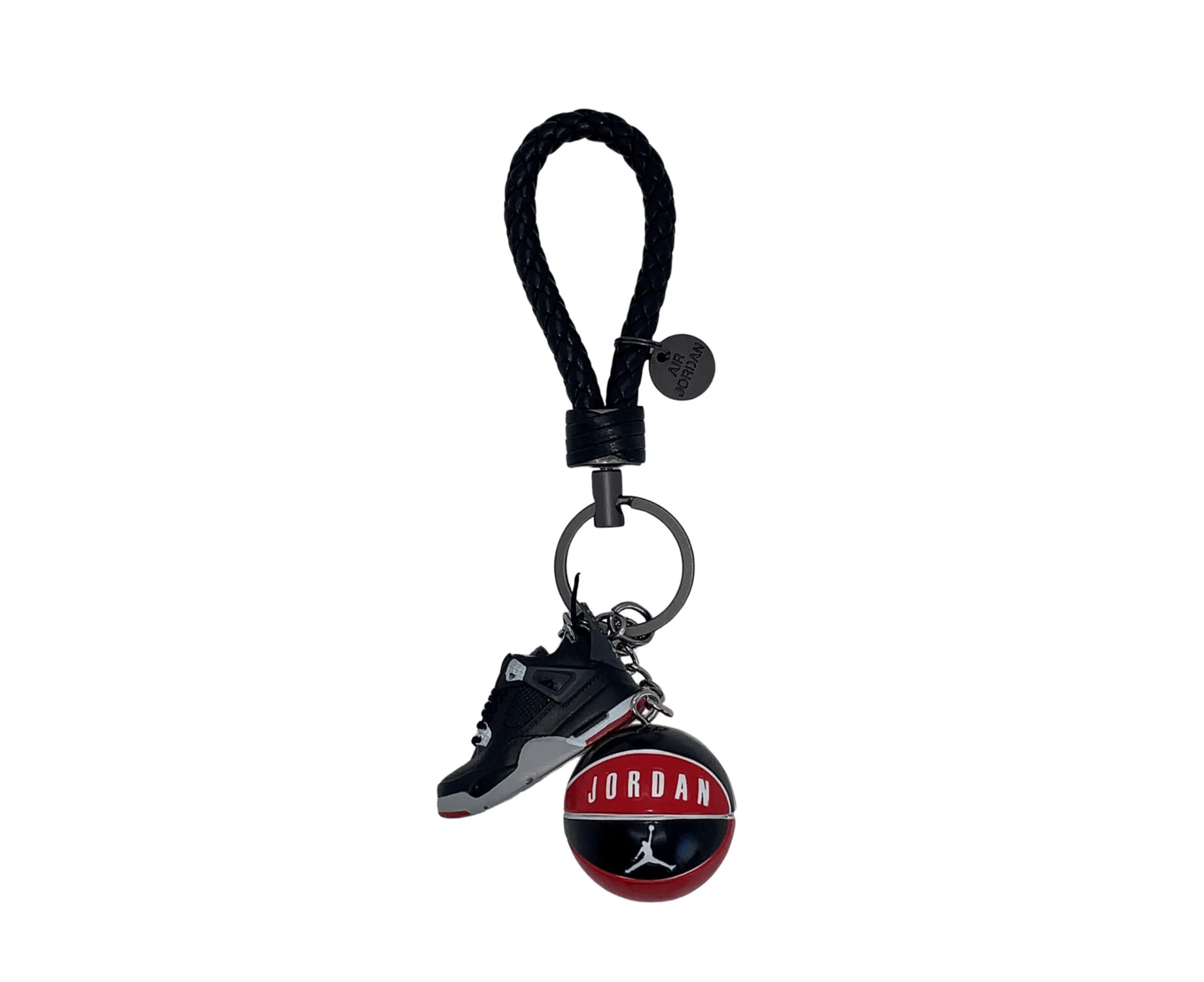 Air Jordan 4 3D mini sneaker keyring with basketball - Black and grey