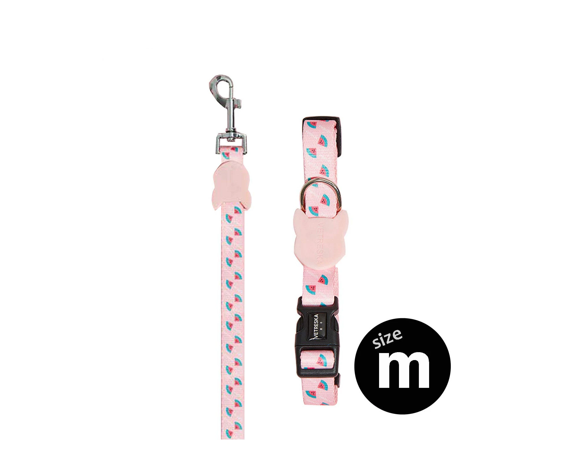 Vetreska The Dog Collar And Leash Set  - Pink (m)