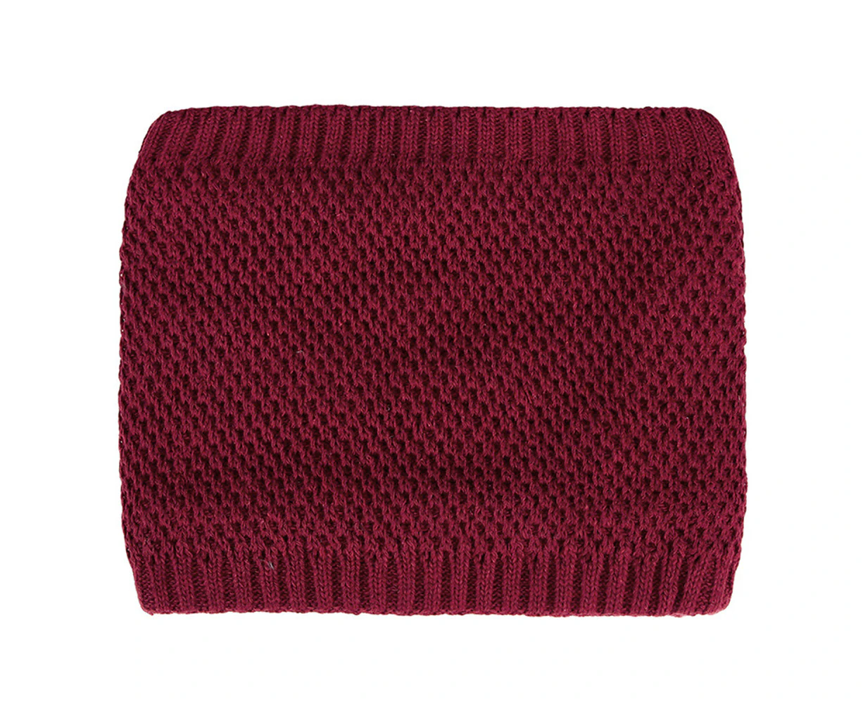 Winter Fleece Lined Knitted Neck Warmer Scarf,  Neck Gaiter For Women Mens-Red