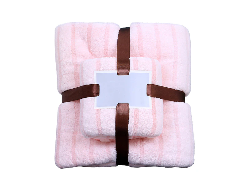 2Pcs Bath Towel and Towel Set-Light pink