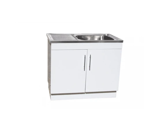 1000*570*870mm Stainless Laundry Tub with Polyurethane Cabinet Left Bowl