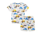 Boys Cotton Clothing Sets Baby Toddler Boys Short Sleeve Tee and Shorts Sets Summer Cotton Outfits Clothes Sets-White