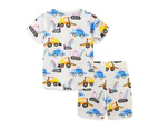 Boys Cotton Clothing Sets Baby Toddler Boys Short Sleeve Tee and Shorts Sets Summer Cotton Outfits Clothes Sets-White