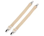 2Pcs Multipurpose Bed Sheet Clip Straps Gripper Non Slip Fasteners Mattress Holder (Khaki)