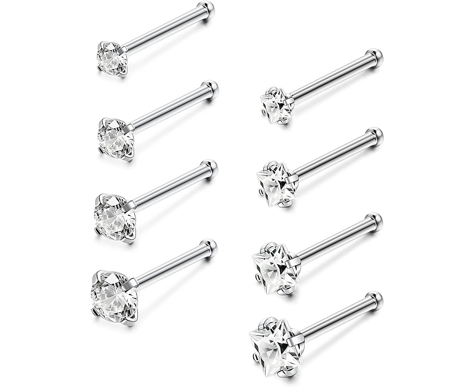 Nose Nails, 20G Stainless Steel, Nose Rings Studs L-Shape Piercing Body Jewelry 1.5Mm 2Mm 2.5Mm 3Mm