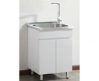 600*500*880mm White PVC Water Resitant Laundry Tub Cabinet With Stainless Steel Sink