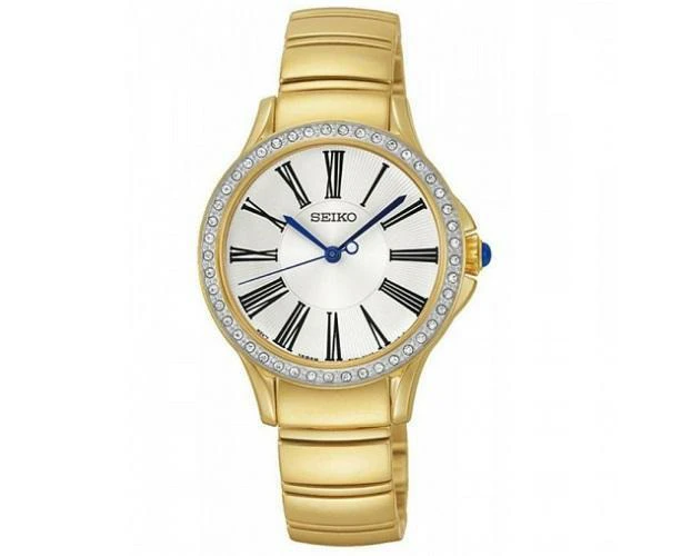 Seiko Swarovski SRZ442 P1 Gold/White Dial Women's Analog Quartz Watch