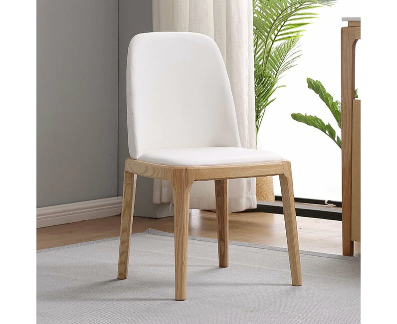 Chuck Luxe PU Leather and Solid Wood Dining Chair - White