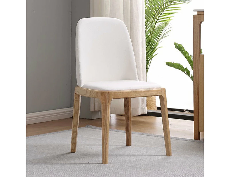 Chuck Luxe PU Leather and Solid Wood Dining Chair - White