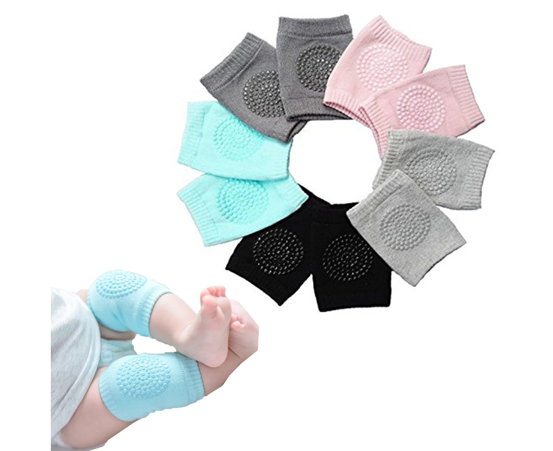 5 Pairs Baby Crawling Anti Slip Knee Pads Toddler Leg Warmer Safety Protective Cover Toddler Short Knee Pads