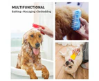 Cat Dog Grooming Deshedding Brush, Pet Bathing Shampoo Brush Double Sided Silicone Hair Shedding Brushes for Pets with Short or Long Hair (Blue/Green/Grey)