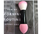 SunnyHouse Professional Double Heads Soft Hair Blusher Brush with Sponge Puff Makeup Tool-Pink