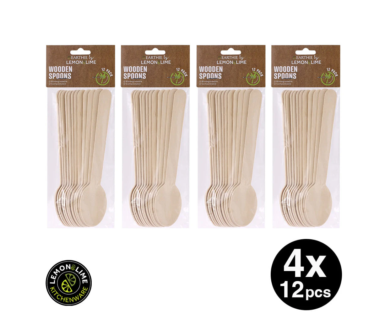 Lemon & Lime ECO WOODEN SPOONS 15.5CM - 48PC