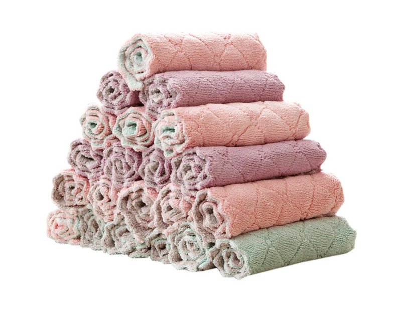 2/5/10/20 Pcs Random Color Coral Fleece Absorbent Hand Towel Clean Cloth Sink Wipe Non Stick Oil Cleaning Rags