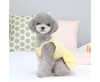 ishuif Pet Princess Dress Sleeveless V Neck Faux Pearls Ruffle Layered Hem Cute Spring Summer Small Dog Puppy Clothes Pet Supplies-Yellow XS
