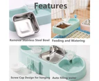 blue--Cage Dual Bowl, Crate Hang Bowl, Dog Bowl with Water Bottle,Removable Stainless Steel Bowls