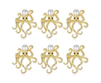 6pcs Octopus Napkin Ring with Pearl Set Napkin Buckle for Wedding Banquet Home