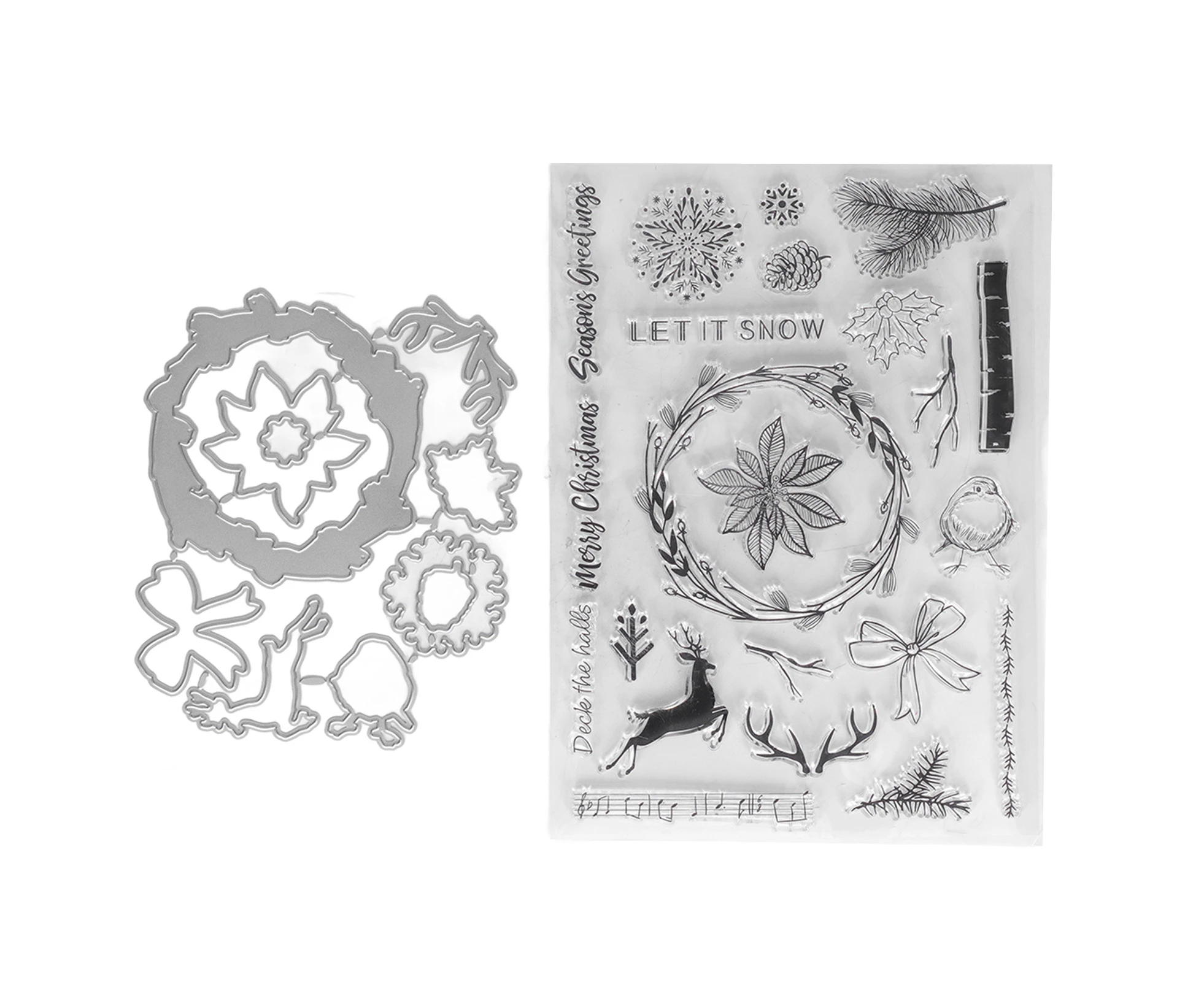 Christmas Deer Snowflake Clear Stamps DIY Transparent Stamps for Photo Albums Diaries Greeting Cards Invitations Envelopes