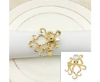 6pcs Octopus Napkin Ring with Pearl Set Napkin Buckle for Wedding Banquet Home