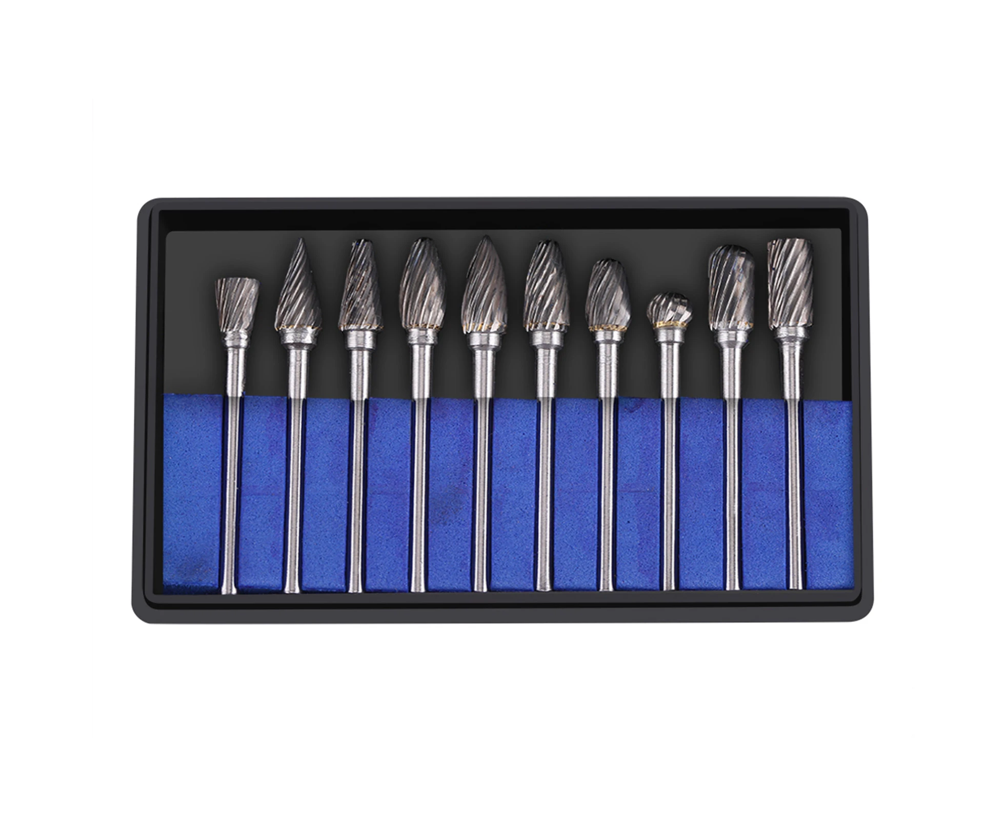 10pcs Tungsten Carbide Steel Rotary Files Burr Set 3mm Shank 6mm Cutting Diameter Single Cut