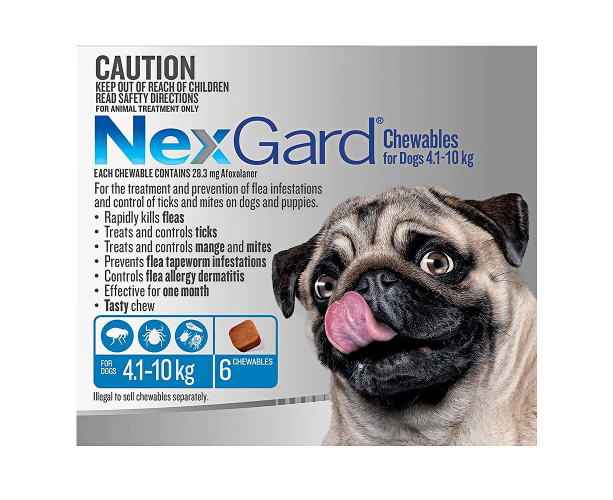 Nexgard Chewables For Dogs 4.1 - 10 Kg (Blue) 6 Chews