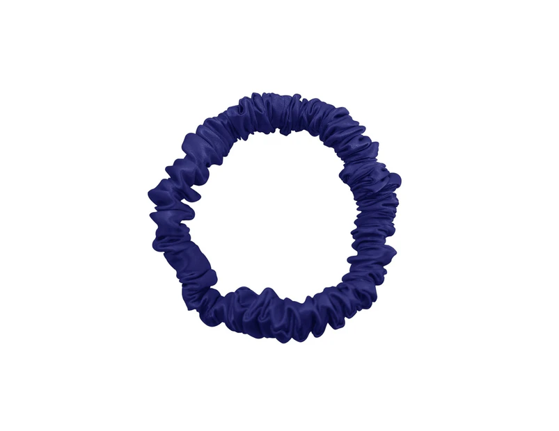 QIYUE 16 momme 1cm Natural 100% Pure Mulberry Silk Scrunchies For Women Navy Color