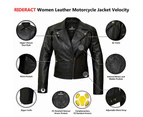 RIDERACT® Women Leather Motorcycle Jacket Velocity Black Motorbike Touring Jacket Protective Gear Bikers Leather Jacket  for Ladies