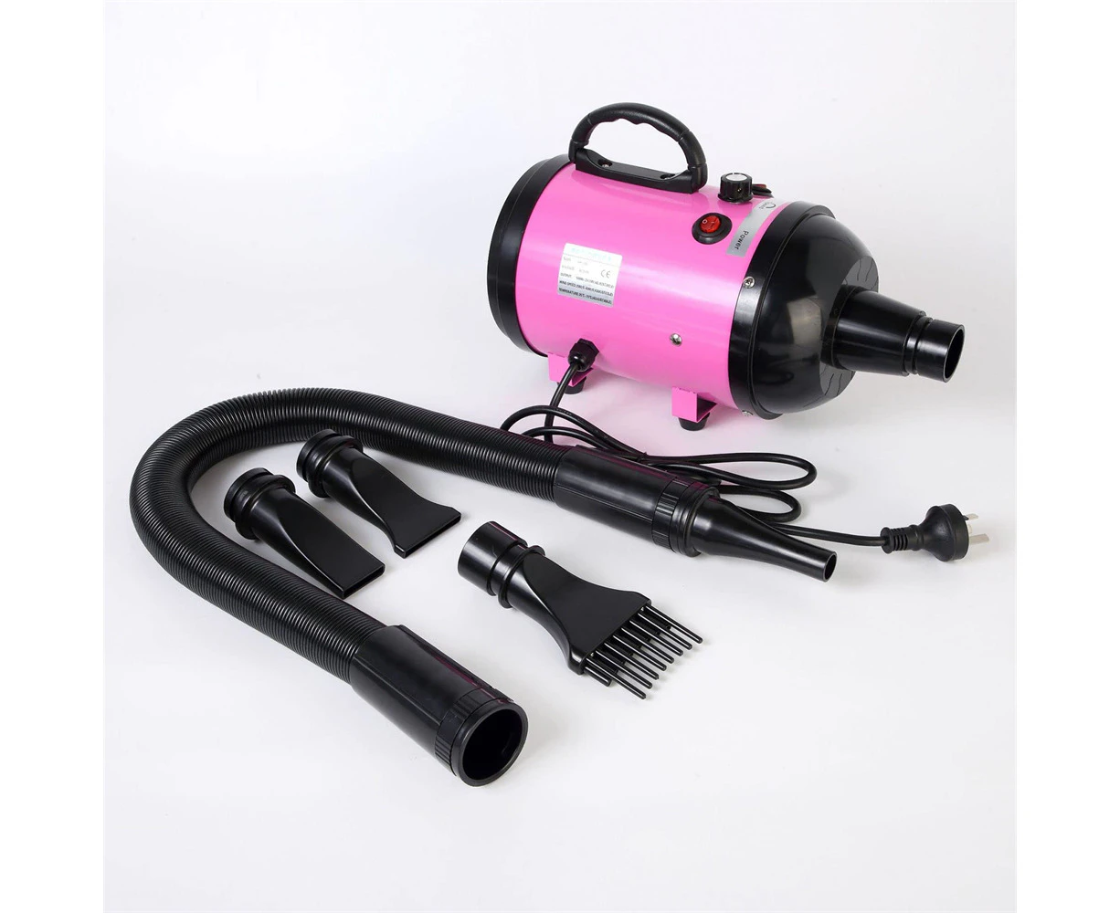 EHOME 2800W Pet Dryer High Velocity Blow Speed Adjustable Hairdryer Blower Heater WIth 4 Nozzles Pink