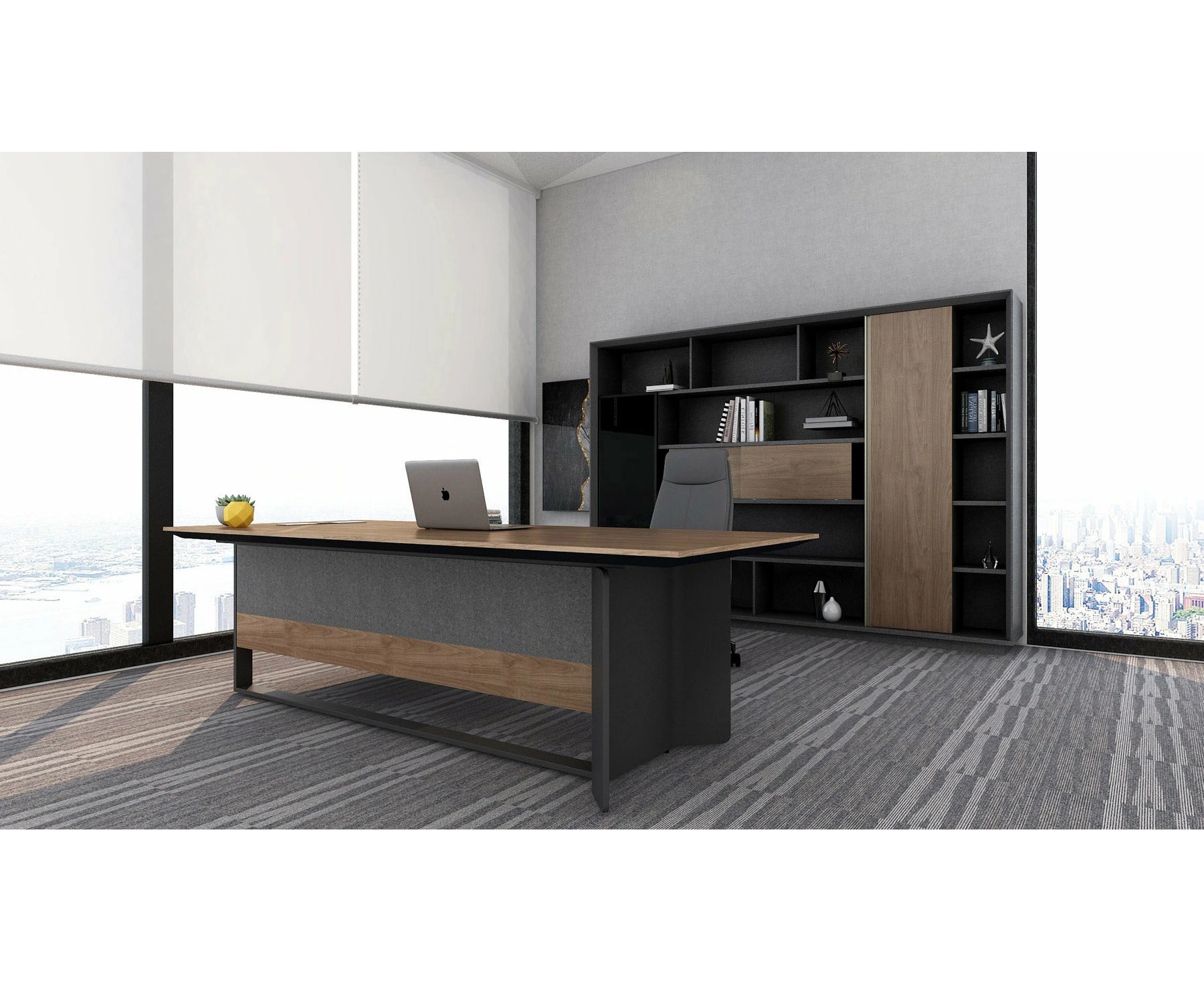 Insper 2.4M Executive Office Desk With Right Return Walnut