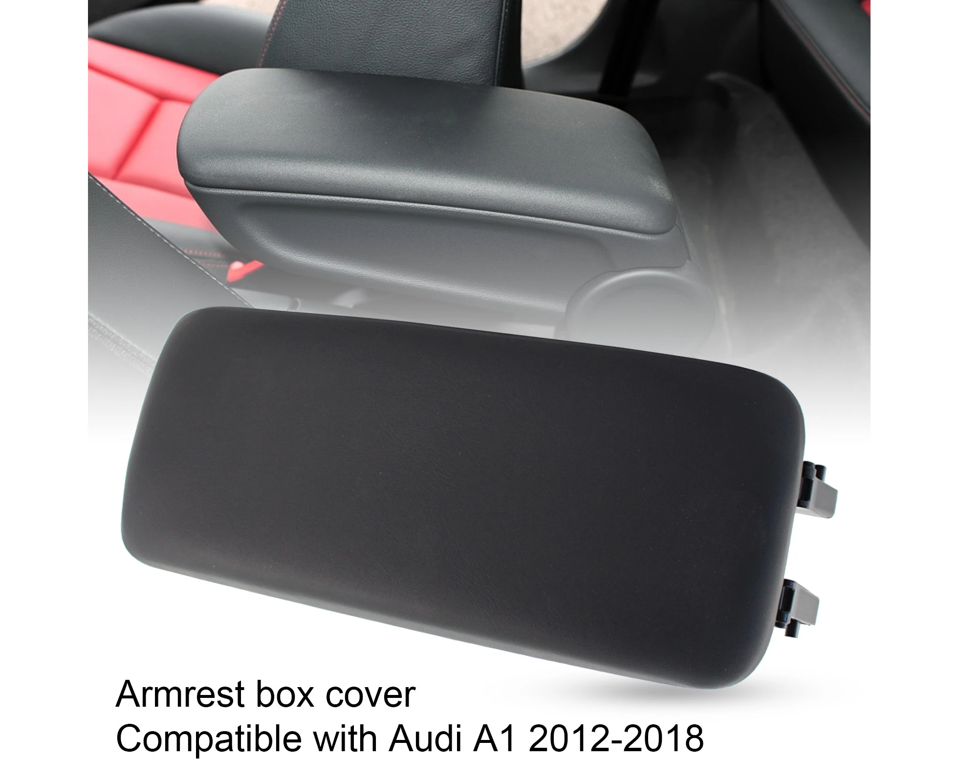 Armrest Cover Soft Waterproof Faux Leather Black Center Console Lid 8X0864245B for Audi A1 12-18