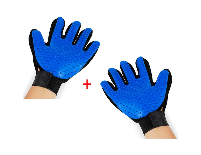 Dog Deshedding Magic Glove Blue Left and Right Hand