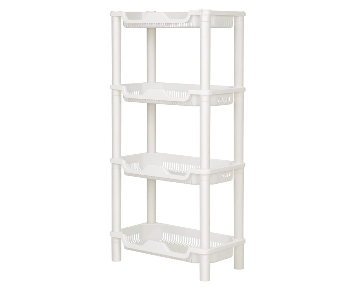 4 Tier Shower Caddy Organizer Shelf Corner,  Rustproof, Plastic Shower Rack Stands For Inside Bathroom, Bathtub, Shower Pan, White