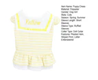 ishuif Spring Summer Puppy Dress Layered Pleated Hem Striped Print Doll Collar Embroidered Letters Sweet Contrast Color Dog Costume for Chihuahua-Yellow S