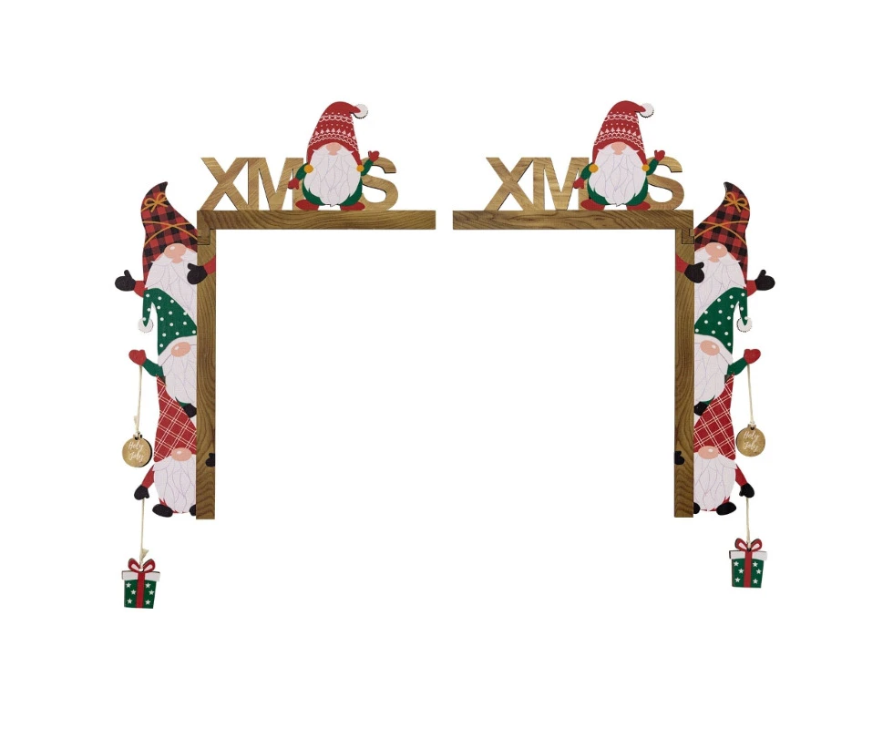 2pcs Santa and Reindeer Christmas Door Frame Decoration, Festive Home Decors