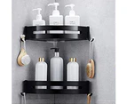 Shower Corner Shelf Shower Caddy Aluminum Bathroom Shelves，No Drilling-Elegant blackDouble triangle