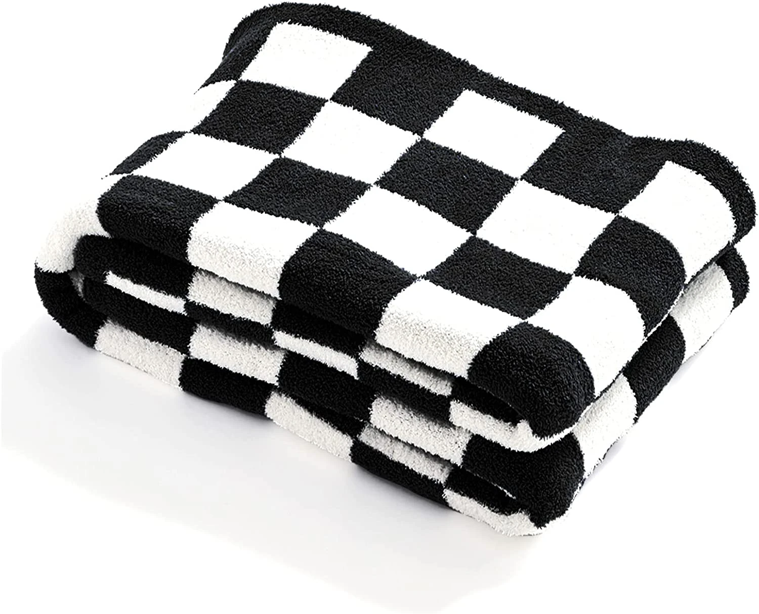 127x152cm Checkered Grid Chessboard Warmer Comfort Reversible Shaggy Cozy Throw Blanket